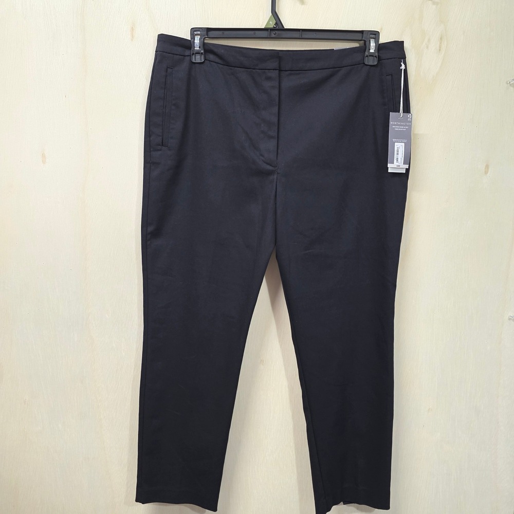 Worthington Womens Black Slim Leg Ankle Pants Size 16 Fade Resistant Business